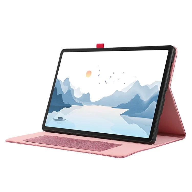 For Lenovo Tab P12 Case Cloth Texture Leather Tablet Cover with Card Holder