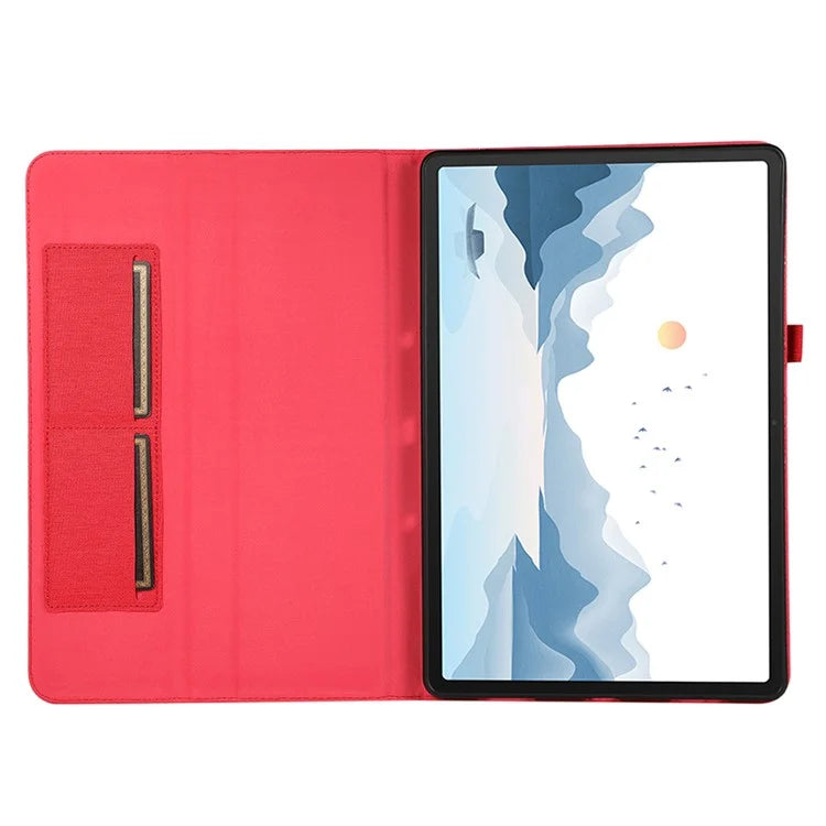 For Lenovo Tab P12 Case Cloth Texture Leather Tablet Cover with Card Holder