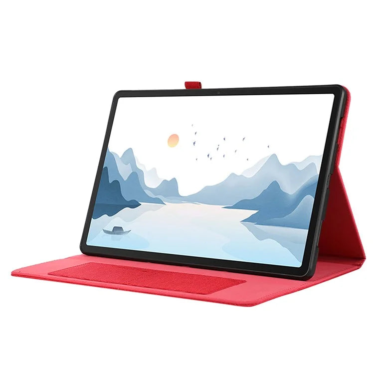 For Lenovo Tab P12 Case Cloth Texture Leather Tablet Cover with Card Holder