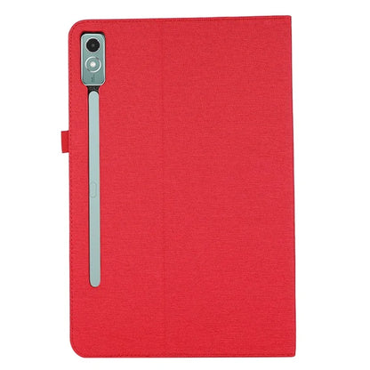 For Lenovo Tab P12 Case Cloth Texture Leather Tablet Cover with Card Holder