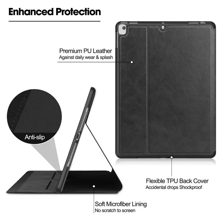 For iPad 10.2 (2019) / (2020) / (2021) Case PU Leather Stand Auto Wake / Sleep Tablet Cover with Card Holder