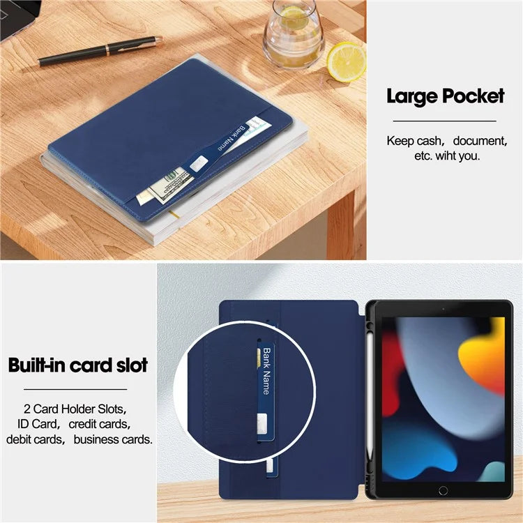 For iPad 10.2 (2019) / (2020) / (2021) Case PU Leather Stand Auto Wake / Sleep Tablet Cover with Card Holder