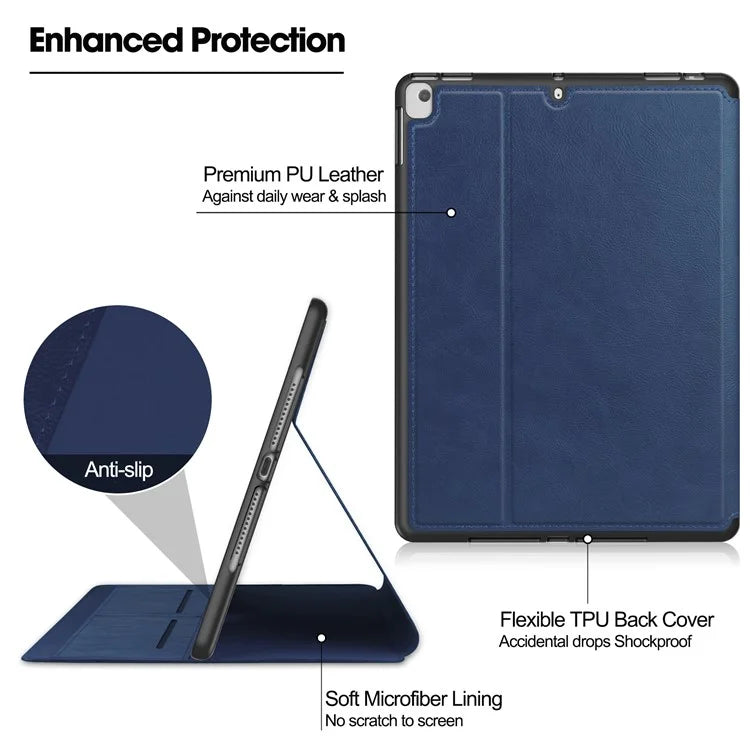 For iPad 10.2 (2019) / (2020) / (2021) Case PU Leather Stand Auto Wake / Sleep Tablet Cover with Card Holder