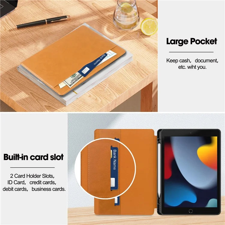 For iPad 10.2 (2019) / (2020) / (2021) Case PU Leather Stand Auto Wake / Sleep Tablet Cover with Card Holder