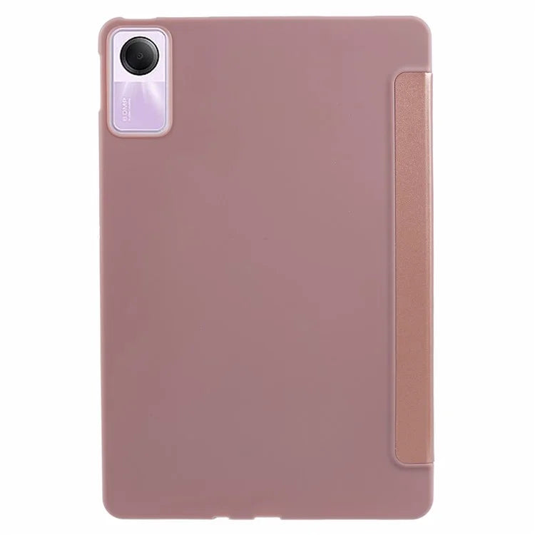 For Xiaomi Redmi Pad SE PU Leather Case Tri-fold Stand Honeycomb Texture Protective Tablet Cover