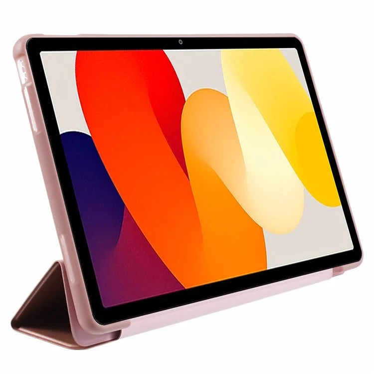 For Xiaomi Redmi Pad SE PU Leather Case Tri-fold Stand Honeycomb Texture Protective Tablet Cover