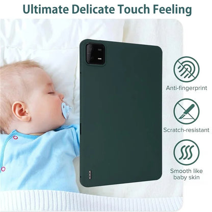 For Xiaomi Pad 6 Case Four Corners Airbag Skin-touch TPU Tablet Coverish Green