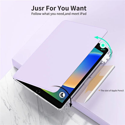 For iPad 10.2 (2021) / (2019) / (2020) Kickstand Case PU+Acrylic Detachable Tablet Cover