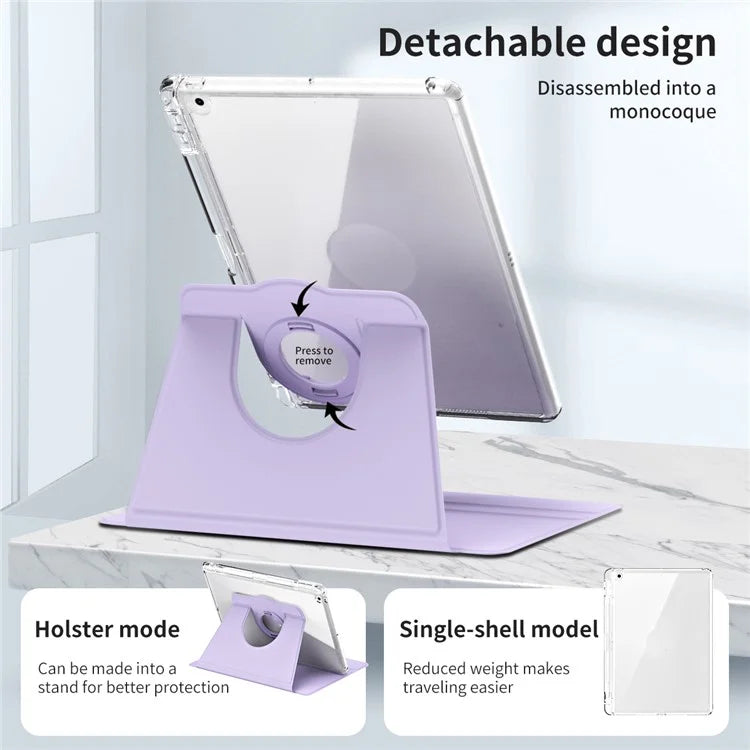 For iPad 10.2 (2021) / (2019) / (2020) Kickstand Case PU+Acrylic Detachable Tablet Cover