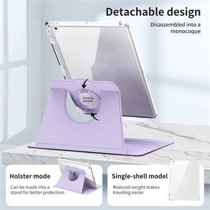 For iPad 10.2 (2021) / (2019) / (2020) Kickstand Case PU+Acrylic Detachable Tablet Cover