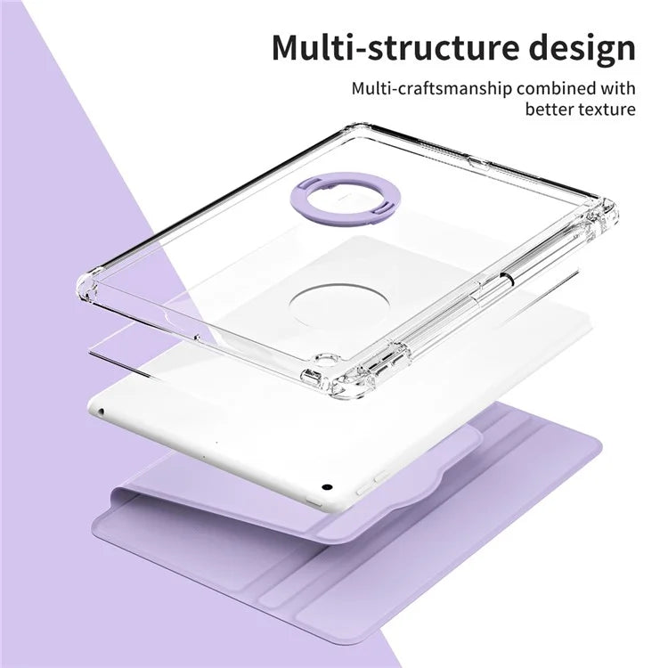 For iPad 10.2 (2021) / (2019) / (2020) Kickstand Case PU+Acrylic Detachable Tablet Cover