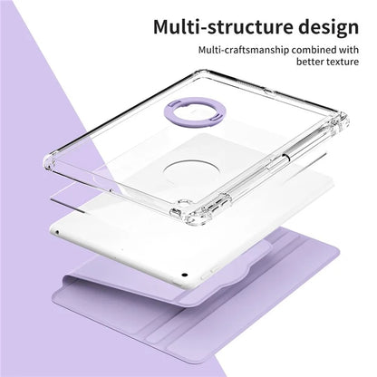 For iPad 10.2 (2021) / (2019) / (2020) Kickstand Case PU+Acrylic Detachable Tablet Cover