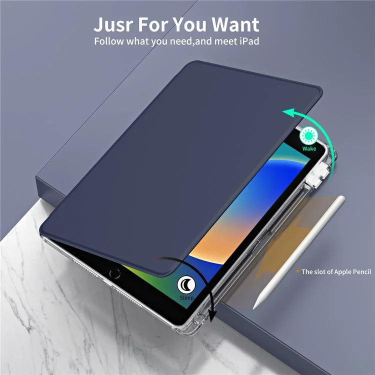 For iPad 10.2 (2021) / (2019) / (2020) Kickstand Case PU+Acrylic Detachable Tablet Cover