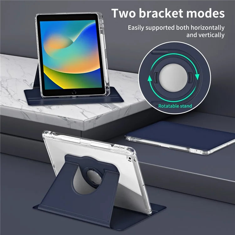 For iPad 10.2 (2021) / (2019) / (2020) Kickstand Case PU+Acrylic Detachable Tablet Cover