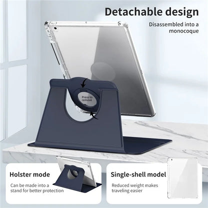 For iPad 10.2 (2021) / (2019) / (2020) Kickstand Case PU+Acrylic Detachable Tablet Cover