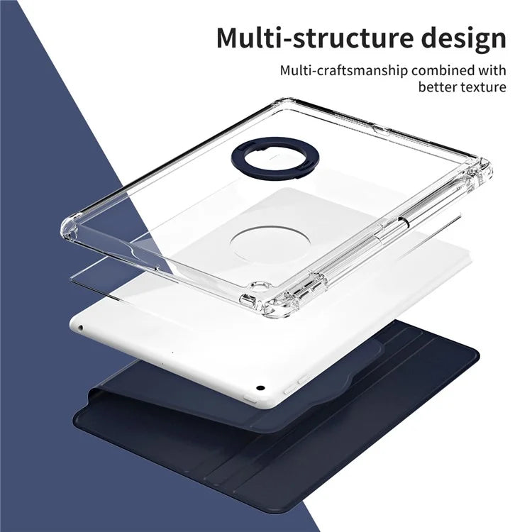 For iPad 10.2 (2021) / (2019) / (2020) Kickstand Case PU+Acrylic Detachable Tablet Cover