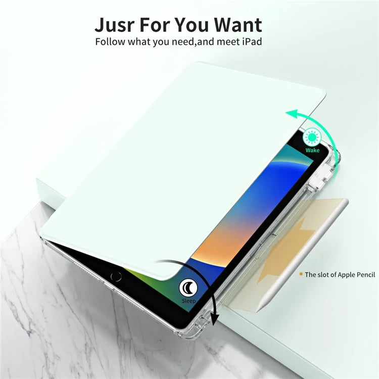 For iPad 10.2 (2021) / (2019) / (2020) Kickstand Case PU+Acrylic Detachable Tablet Cover