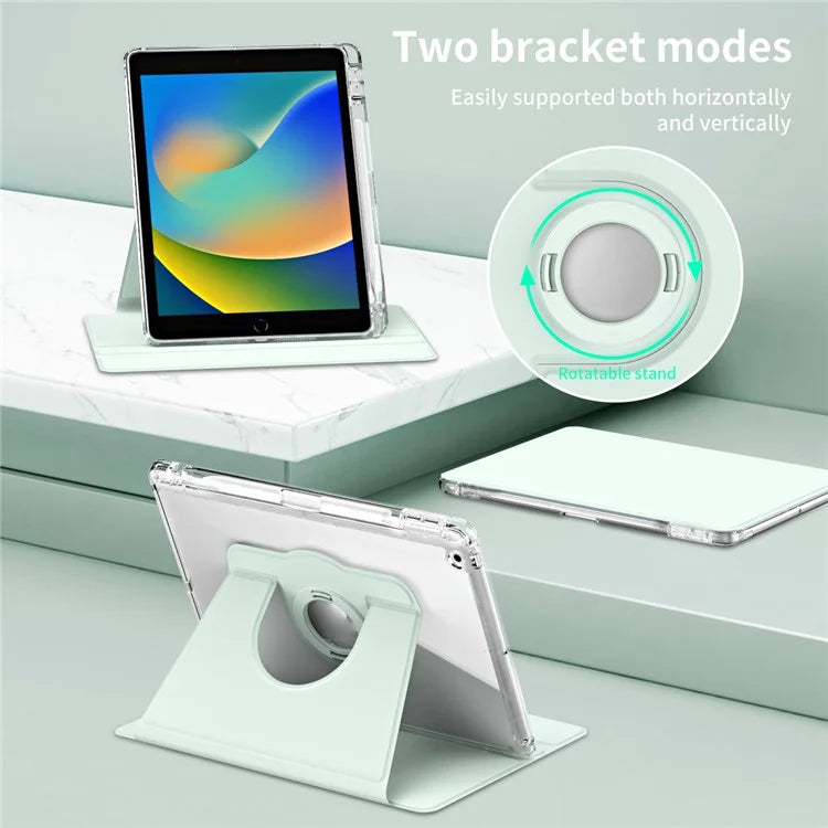 For iPad 10.2 (2021) / (2019) / (2020) Kickstand Case PU+Acrylic Detachable Tablet Cover