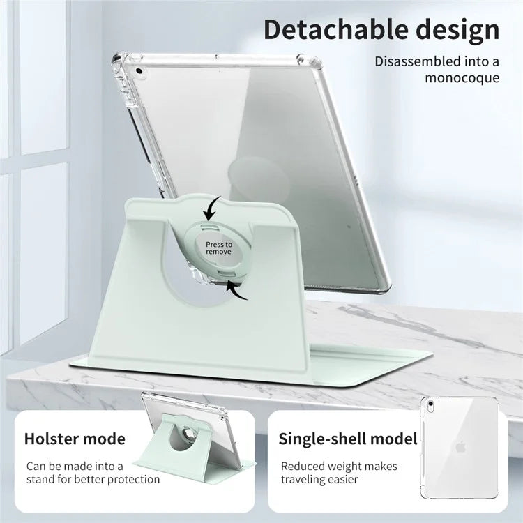 For iPad 10.2 (2021) / (2019) / (2020) Kickstand Case PU+Acrylic Detachable Tablet Cover