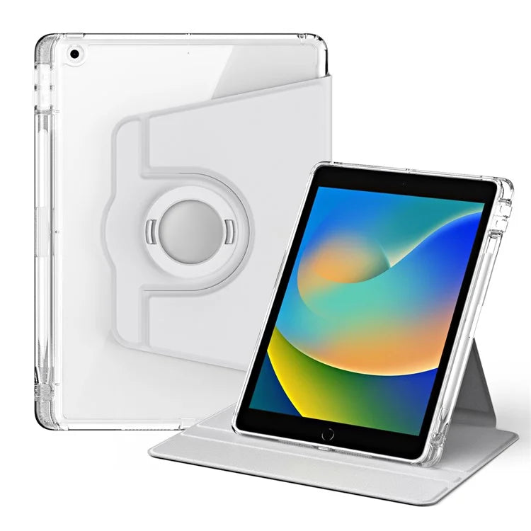 For iPad 10.2 (2021) / (2019) / (2020) Kickstand Case PU+Acrylic Detachable Tablet Cover