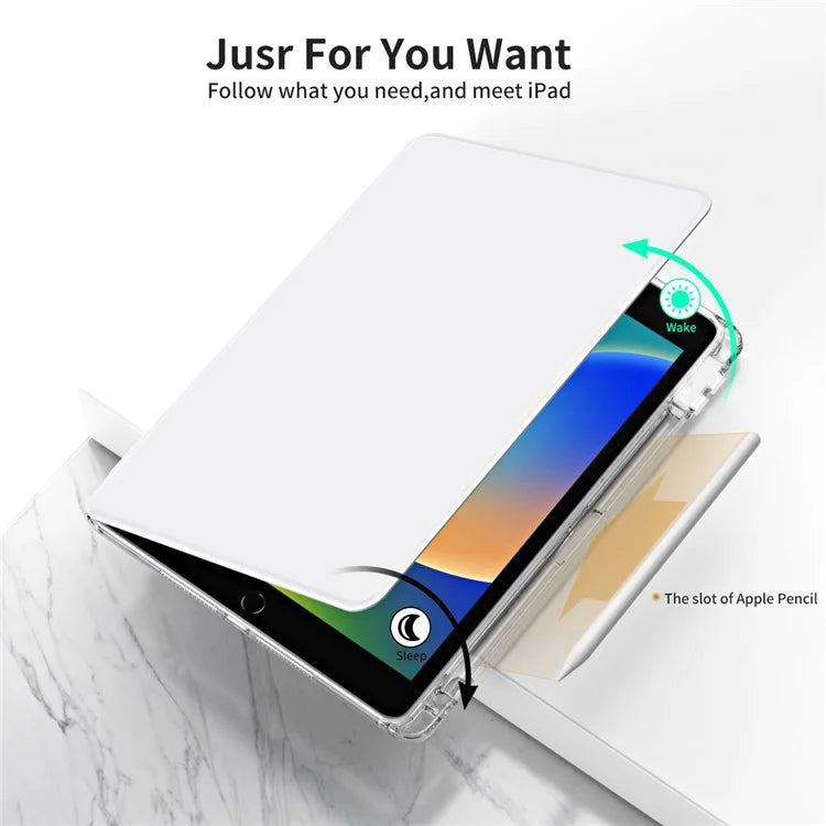 For iPad 10.2 (2021) / (2019) / (2020) Kickstand Case PU+Acrylic Detachable Tablet Cover