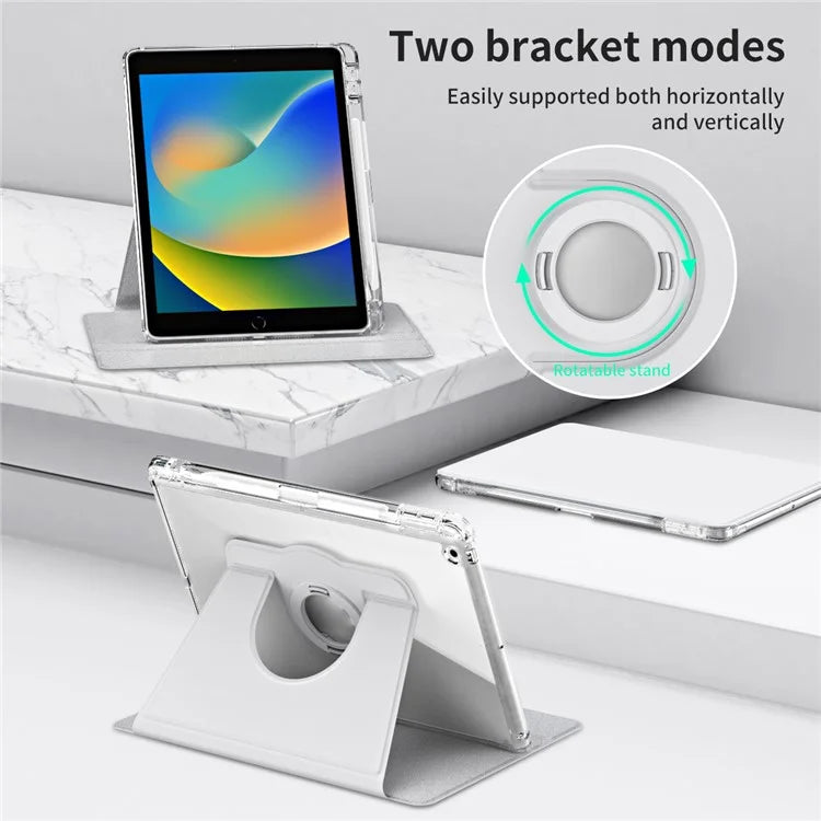 For iPad 10.2 (2021) / (2019) / (2020) Kickstand Case PU+Acrylic Detachable Tablet Cover