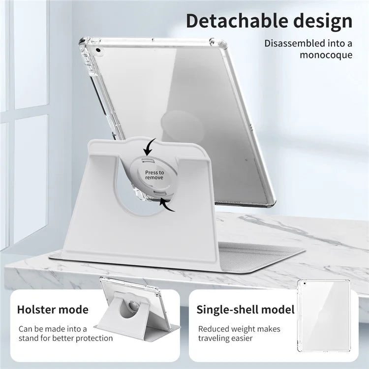 For iPad 10.2 (2021) / (2019) / (2020) Kickstand Case PU+Acrylic Detachable Tablet Cover