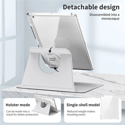 For iPad 10.2 (2021) / (2019) / (2020) Kickstand Case PU+Acrylic Detachable Tablet Cover