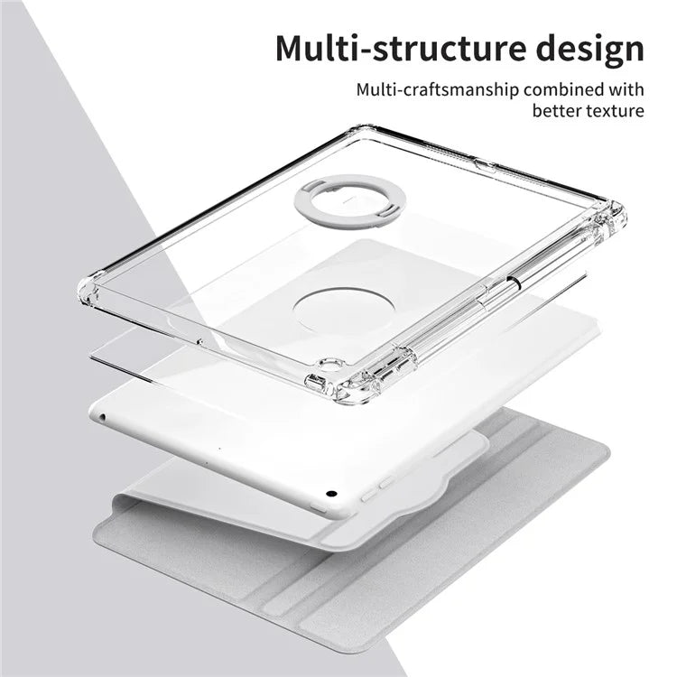 For iPad 10.2 (2021) / (2019) / (2020) Kickstand Case PU+Acrylic Detachable Tablet Cover