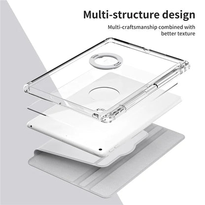 For iPad 10.2 (2021) / (2019) / (2020) Kickstand Case PU+Acrylic Detachable Tablet Cover
