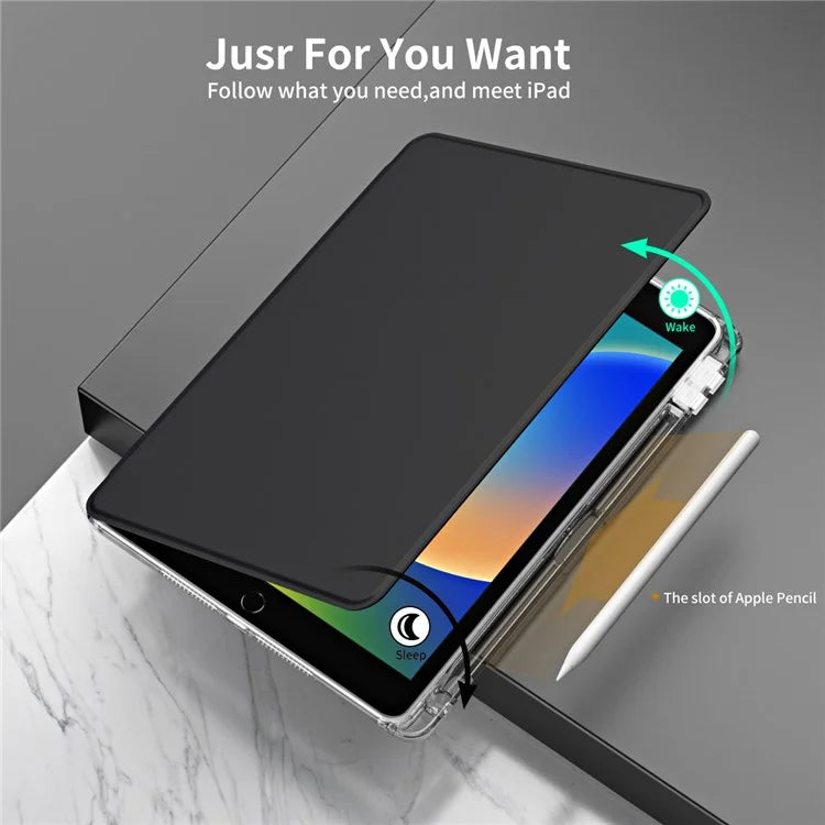 For iPad 10.2 (2021) / (2019) / (2020) Kickstand Case PU+Acrylic Detachable Tablet Cover