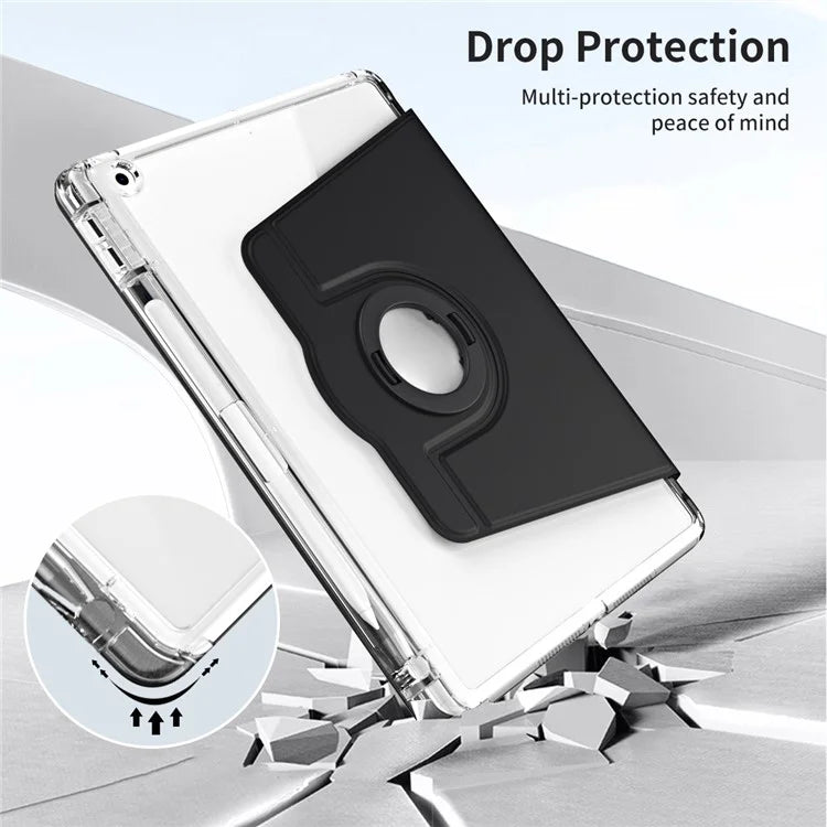 For iPad 10.2 (2021) / (2019) / (2020) Kickstand Case PU+Acrylic Detachable Tablet Cover