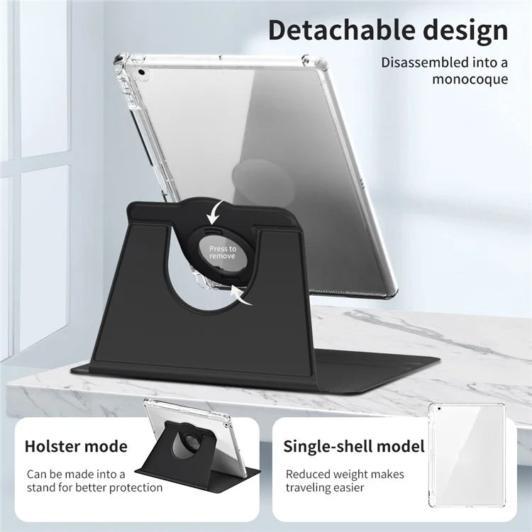 For iPad 10.2 (2021) / (2019) / (2020) Kickstand Case PU+Acrylic Detachable Tablet Cover