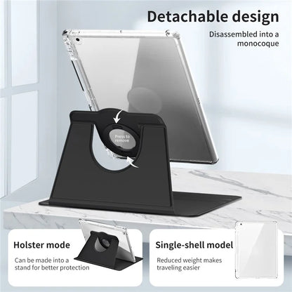 For iPad 10.2 (2021) / (2019) / (2020) Kickstand Case PU+Acrylic Detachable Tablet Cover
