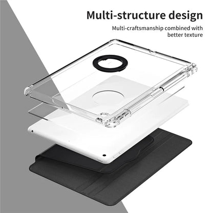 For iPad 10.2 (2021) / (2019) / (2020) Kickstand Case PU+Acrylic Detachable Tablet Cover
