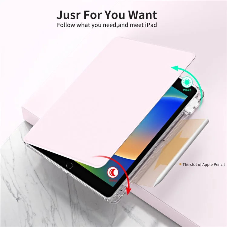 For iPad 10.2 (2021) / (2019) / (2020) Kickstand Case PU+Acrylic Detachable Tablet Cover