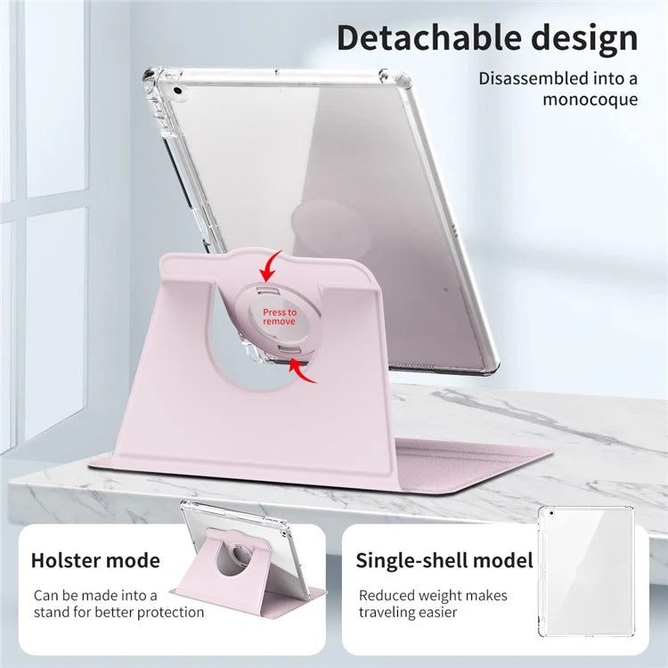 For iPad 10.2 (2021) / (2019) / (2020) Kickstand Case PU+Acrylic Detachable Tablet Cover