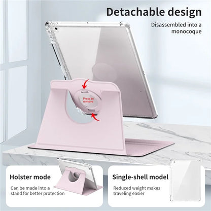 For iPad 10.2 (2021) / (2019) / (2020) Kickstand Case PU+Acrylic Detachable Tablet Cover