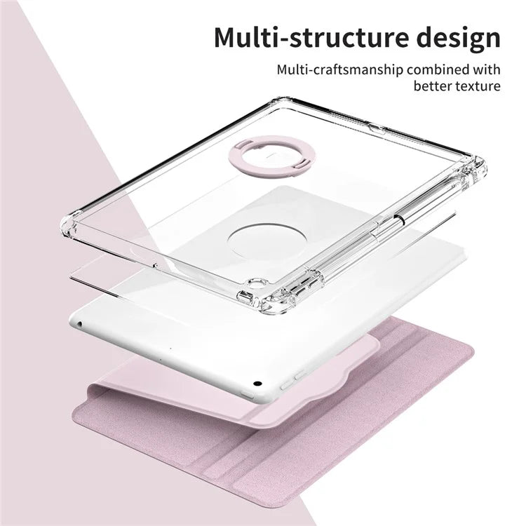 For iPad 10.2 (2021) / (2019) / (2020) Kickstand Case PU+Acrylic Detachable Tablet Cover