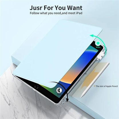 For iPad 10.2 (2021) / (2019) / (2020) Kickstand Case PU+Acrylic Detachable Tablet Cover