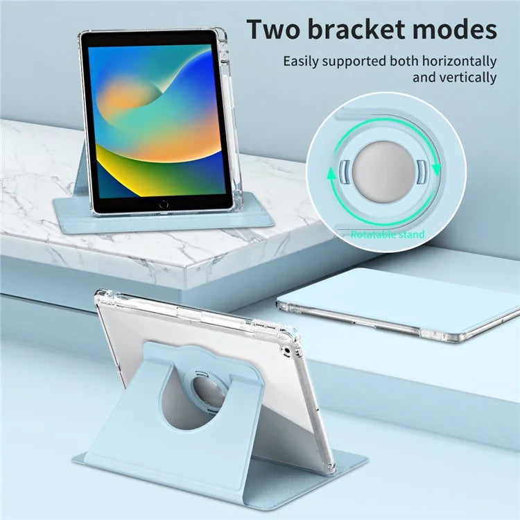 For iPad 10.2 (2021) / (2019) / (2020) Kickstand Case PU+Acrylic Detachable Tablet Cover