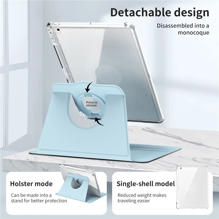 For iPad 10.2 (2021) / (2019) / (2020) Kickstand Case PU+Acrylic Detachable Tablet Cover