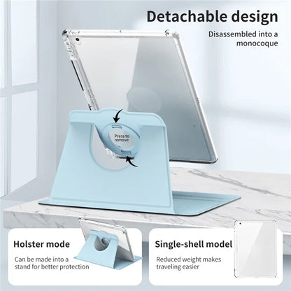 For iPad 10.2 (2021) / (2019) / (2020) Kickstand Case PU+Acrylic Detachable Tablet Cover