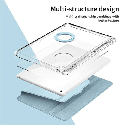 For iPad 10.2 (2021) / (2019) / (2020) Kickstand Case PU+Acrylic Detachable Tablet Cover