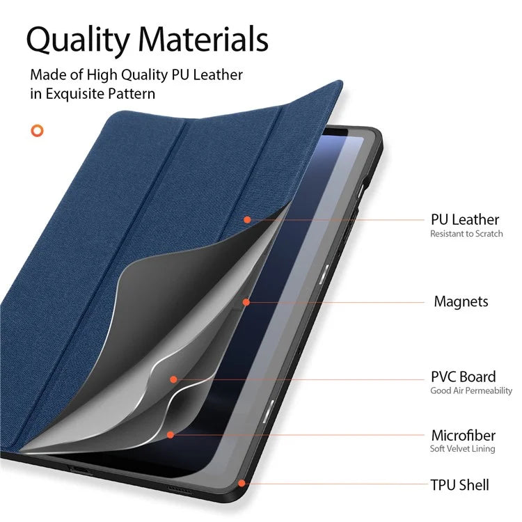 DUX DUCIS Domo Series for Samsung Galaxy Tab S9 FE Case Tri-fold Stand Leather Smart Folio Tablet Case