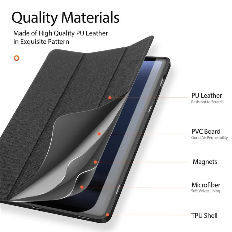 DUX DUCIS Domo Series for Samsung Galaxy Tab S9 FE+ Tri-fold Stand Case Leather Business Smart Tablet Cover