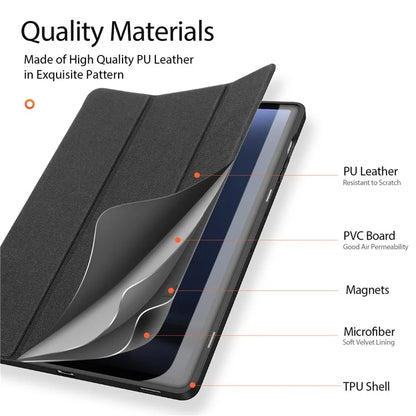 DUX DUCIS Domo Series for Samsung Galaxy Tab S9 FE+ Tri-fold Stand Case Leather Business Smart Tablet Cover