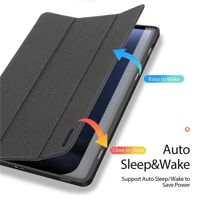 DUX DUCIS Domo Series for Samsung Galaxy Tab S9 FE+ Tri-fold Stand Case Leather Business Smart Tablet Cover