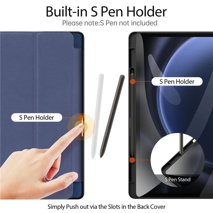 DUX DUCIS Domo Series for Samsung Galaxy Tab S9 FE+ Tri-fold Stand Case Leather Business Smart Tablet Cover