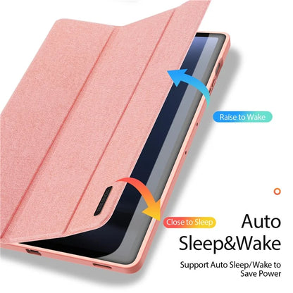DUX DUCIS Domo Series for Samsung Galaxy Tab S9 FE+ Tri-fold Stand Case Leather Business Smart Tablet Cover